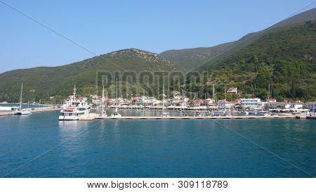 Sami, Kefalonia, Greece - September 8, 2012:amazing View Of Town Of Sami, Kefalonia, Ionian Islands,