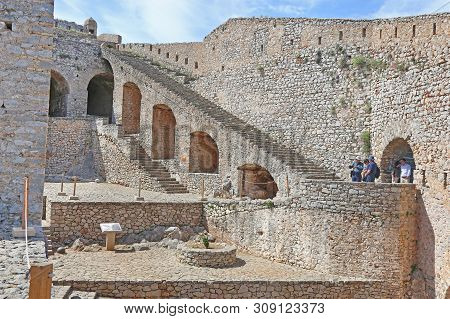 Nafplio Greece, May 10 2019: Palamidi Castle In Nafplio Argolis Greece. Editorial Use.