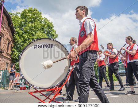 Kirchheimbolanden, Rheinland-pfalz, Germany-06 23 2019: Holiday Parade On Streets Of German Town Dur