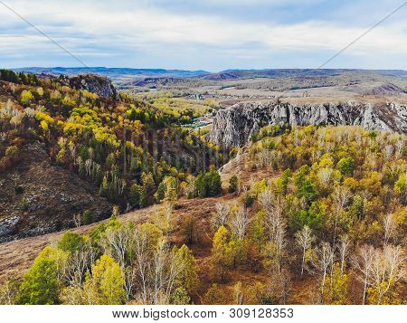 Muradymovskoe Gorge, Bashkiria, Southern Urals, Russia, Top View.