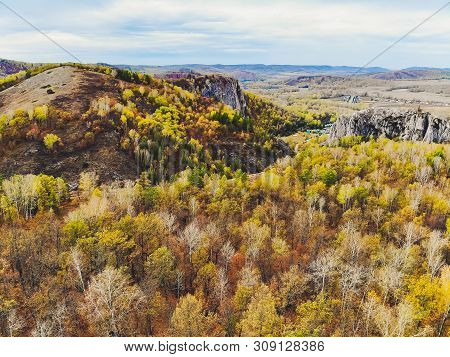 Muradymovskoe Gorge, Bashkiria, Southern Urals, Russia, Top View.
