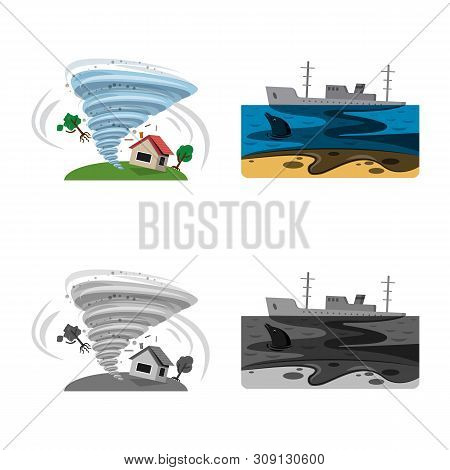 Vector Illustration Of Natural And Disaster Icon. Collection Of Natural And Risk Vector Icon For Sto
