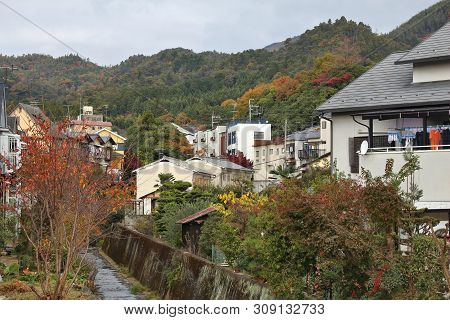 Japan Residential Neighborhood In Ukyo Ward (ukyo-ku) Of Kyoto. Suburban Housing.