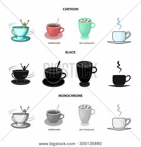 Vector Illustration Of Cup And Coffe Symbol. Set Of Cup And Top Stock Vector Illustration.