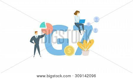 G7. Concept With Keywords, Letters And Icons. Flat Vector Illustration. Isolated On White Background