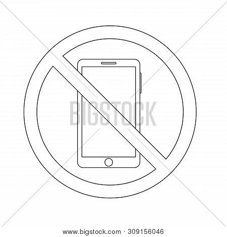 Outline Icon Prohibition Of Using A Smartphone. Phone Concept Vector Illustration