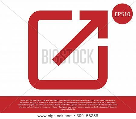 Red Open In New Window Icon Isolated On White Background. Open Another Tab Button Sign. Browser Fram