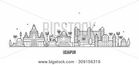 Udaipur Skyline Rajasthan India Big City Vector