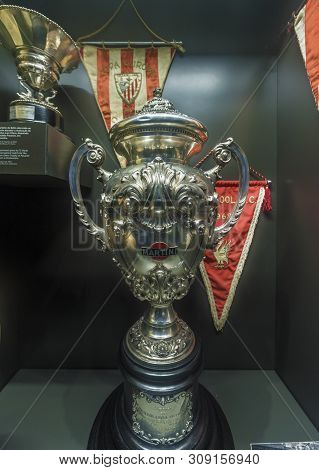 Porto, Portugal - April 2018:  Trophy In The Museum Of Estadio Do Dragao Stadium