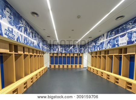 Porto, Portugal - April 2018: Home Changing Room At Estadio Do Dragao Stadium