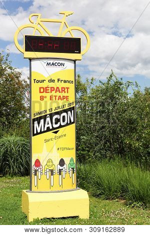 Macon, France - June 12, 2019: Start Of Tour De France Cycling In The City Of Macon The 13rd Of July