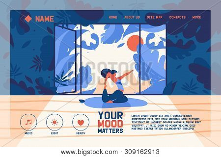 Vector Concept Banner Or Landing Page Template For Web Pages Of Yoga Classes Or Yogi Studio. Flar Ch