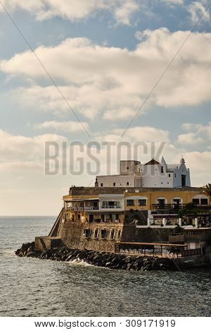 View On White Famous Church Soccorso On Ischia In Italy