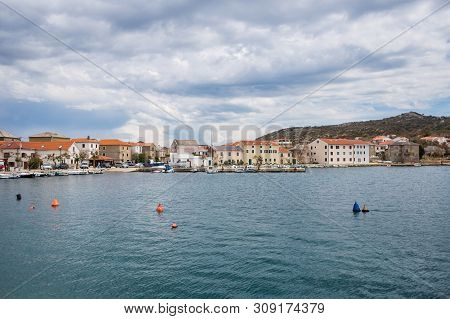 Shore Of The Adriatic Sea. Sea Coast Of Croatia. Calm Water. Beautiful Places Of European Cities. Sk