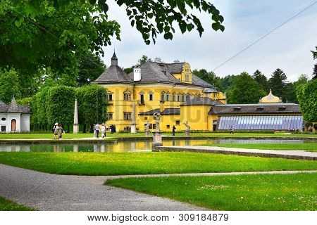 Salzburg, Austria - May 25, 2019 : Hellbrunn Palace (schloss Hellbrunn), Summer Residence Of The Arc
