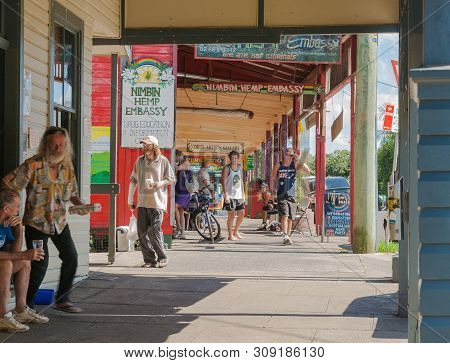 Nimbin, Australia - February 5 2012; Street Scene In Small Bohemian Town In Queensland Known As Hemp