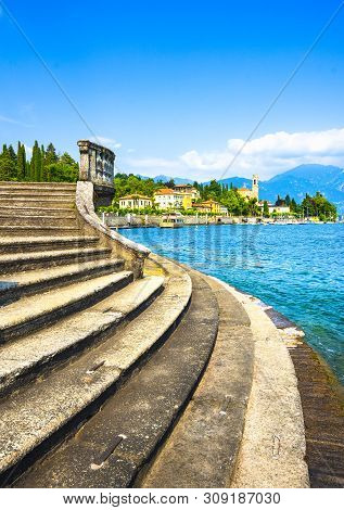 Tremezzo Tremezzina In Como Lake District. Italian Traditional Lake Village View And Stairs. Italy, 