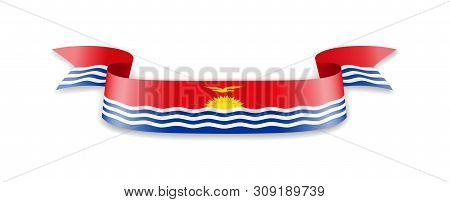 Kiribati Flag In The Form Of Wave Ribbon.