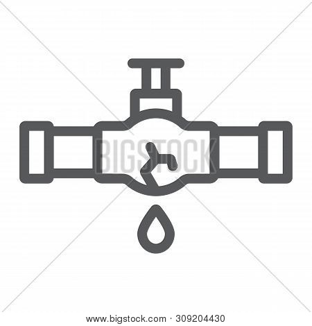 Burst Oil Pipe Line Icon, Crack And Plumber, Oil Leak Sign, Vector Graphics, A Linear Pattern On A W