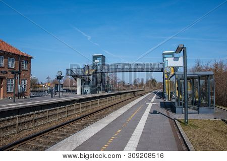 Glumso Denmark - April 8. 2019: Glumsoe Train Station