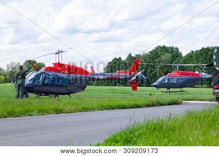 Bueckeburg / Germany - June 13, 2019: Bell 206b Jetranger Iii Flies For Military Training Missions O