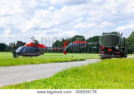 Bueckeburg / Germany - June 13, 2019: Bell 206b Jetranger Iii Flies For Military Training Missions O