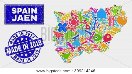 Mosaic Tools Jaen Spanish Province Map And Made In 2019 Seal Stamp. Jaen Spanish Province Map Collag