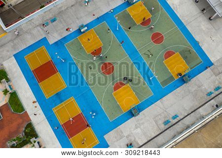 Choi Hung, Hong Kong 17 May 2019: Top view of famous public estate in Hong Kong, Choi Hung estate
