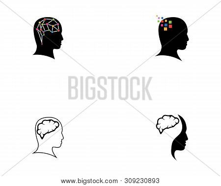 Human Brain Icon Logo Design  Vector Illustration