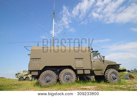 Soviet surface-to-air anti aircraft systems on the military exhibition