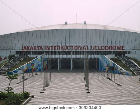 Jakarta, Indonesia - June 17, 2019: The Building Of Jakarta International Velodrome In Ramawangun.