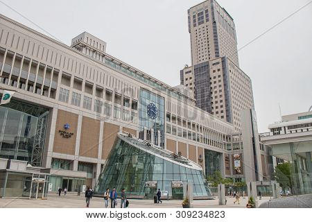South Side Gate Of Sapporo Station, Japan - June 29, 2019 : Beautiful Architecture Of Sapporo Statio