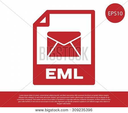 Red Eml File Document Icon. Download Eml Button Icon Isolated On White Background. Eml File Symbol. 