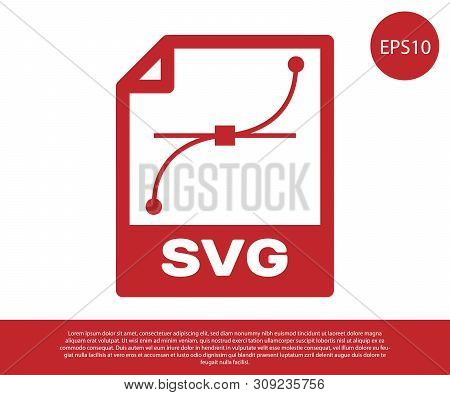 Red Svg File Document Icon. Download Svg Button Icon Isolated On White Background. Svg File Symbol. 
