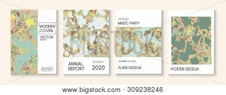 Fluid Paint, Clay Texture Vector Cover Layout. Scientific Journal, Trendy Magazine Template. Medical