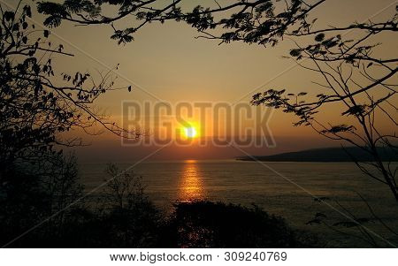 Sun Start Rise From The Beach At Watudodol Beach Banyuwangi Indonesia.