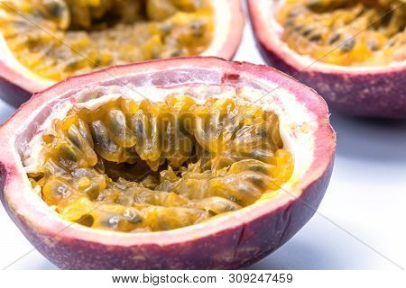 Passion Fruits Isolate On White Background.passion Fruit Is A Flowering Tropical Vine.