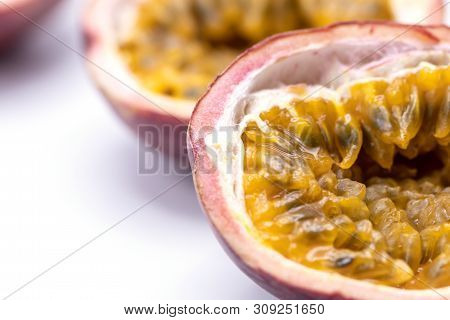 Passion Fruits Isolate On White Background.passion Fruit Is A Flowering Tropical Vine.
