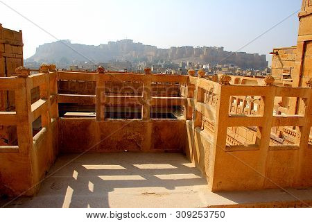 Panorama View Of Jaisalmer Fort From Patawon-ki-haweli,  Jaisalmer, Rajasthan, India, Asia