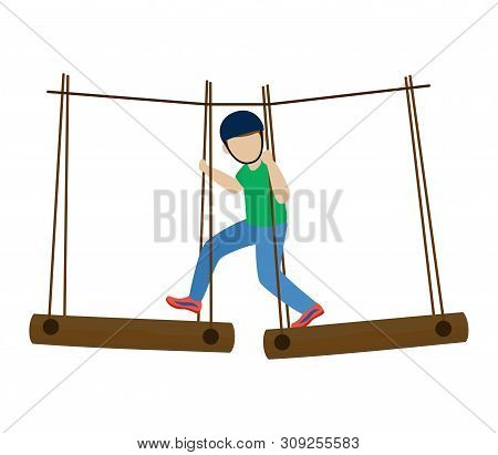 Kids Climbing Vector Climber Children Character Climbs Rock Mountain Wall Or Mountainous Cliff Illus