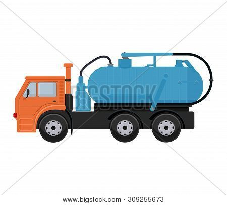 Road Cleaning Machine Vector Vehicle Truck Sweeper Cleaner Wash City Streets Illustration, Vehicle V