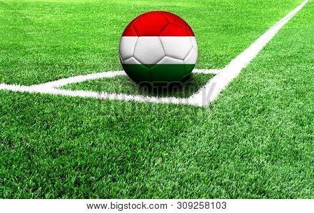 Soccer Ball On A Green Field, Flag Of Hungary