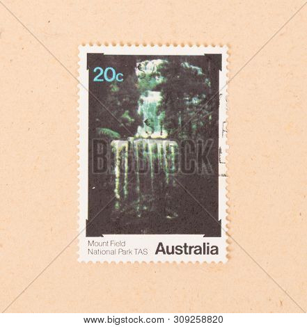 Australia - Circa 1980: A Stamp Printed In Australia Shows An Image Of Mount Field National Park Tas