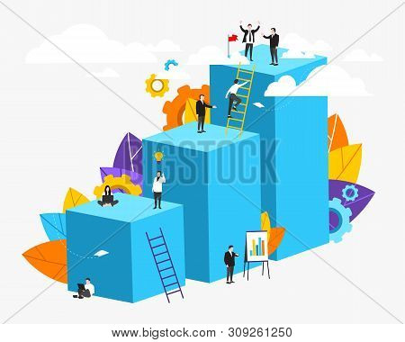 People. Vector Illustration. Cooperation. Business Concept. Way To Success. Career Growth. Vector Mo