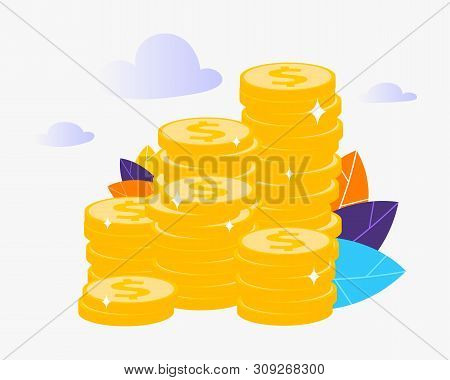 Vector Illustration. Coins. Stack Of Money Dollars. Eps -10.