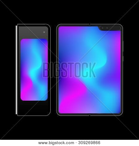 Vector Realistic Template. Folding Tablet Computer. Template For Design Or Presentations. No Backgro