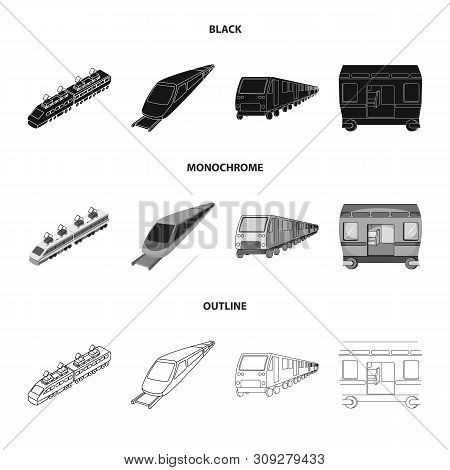 Vector Design Of Railroad And Train Icon. Set Of Railroad And Way Vector Icon For Stock.