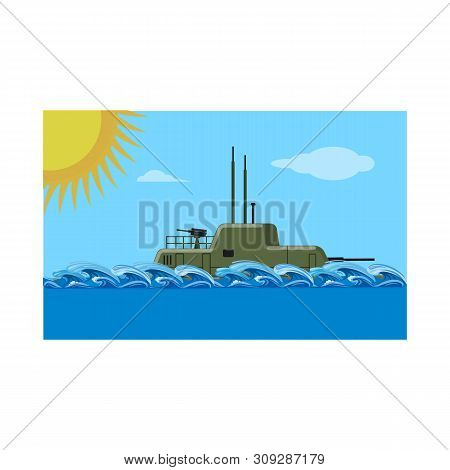 Vector Design Of Boat And Navy Sign. Set Of Boat And Deep Vector Icon For Stock.
