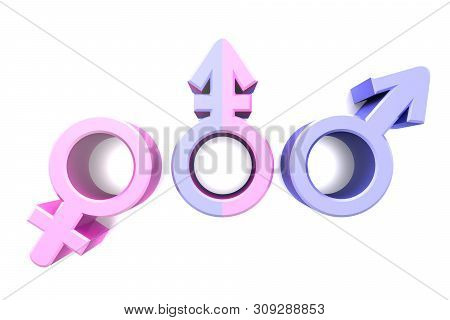 Symbols Of Gender Concept Design. Venus And Mars Signs 3d Illustration