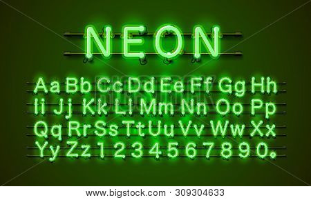 Neon Font City. Neon Green Font. Lamp Green Font. Alphabet Font.